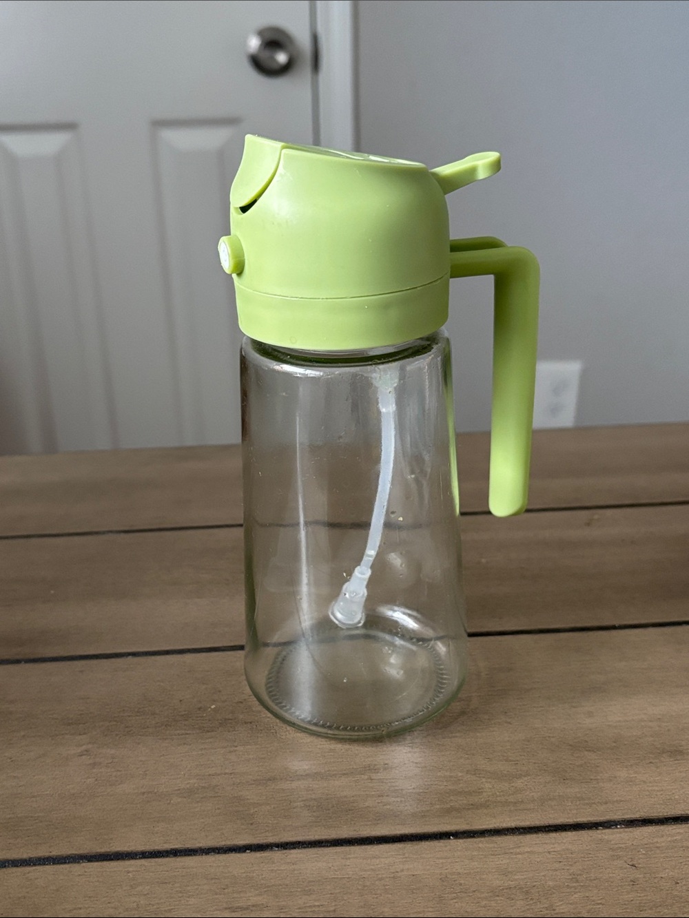 249. Green Glass Pouring Bottle with Handle - Home Dining